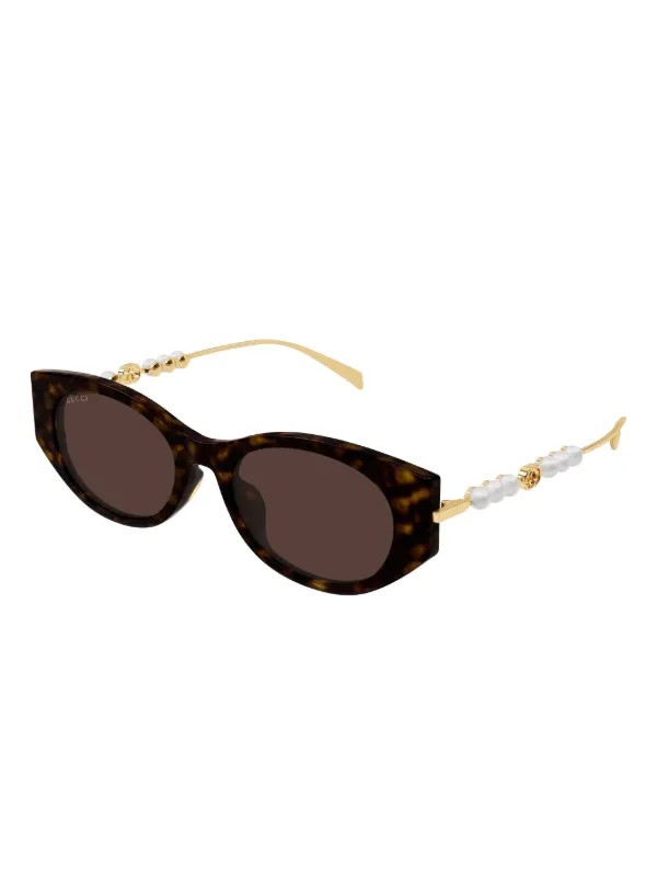Gucci Eyewear GG1970SA パール キャットアイ サングラス | ブラウン