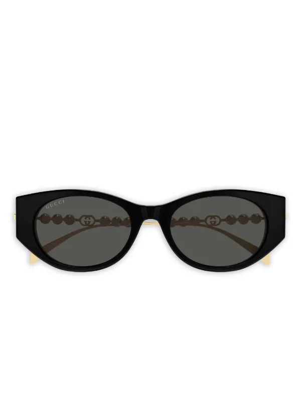 Gucci Eyewear faux-pearl cat-eye Sunglasses | Black | FARFETCH AU