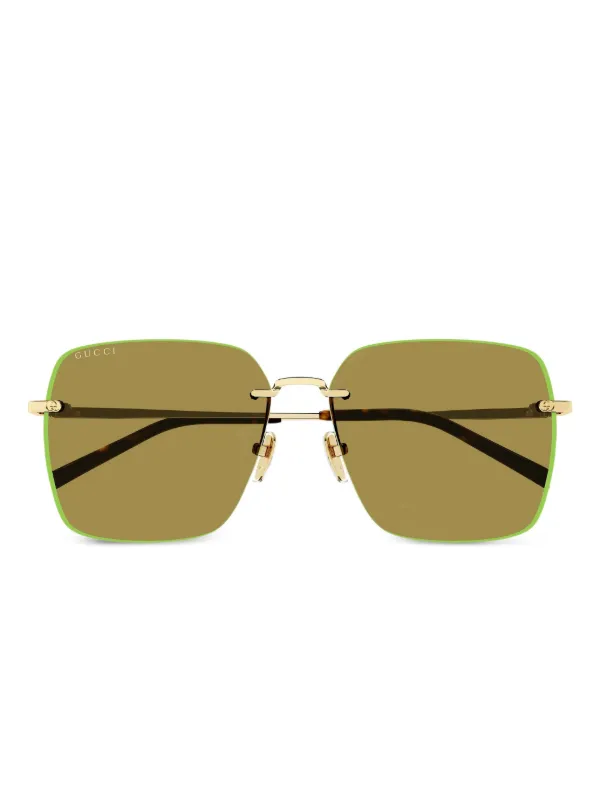 GUCCI ゴールドフレーム グリーンレンズ サングラス Gucci Eyewear GG1955SA サングラス | グリーン | FARFETCH JP