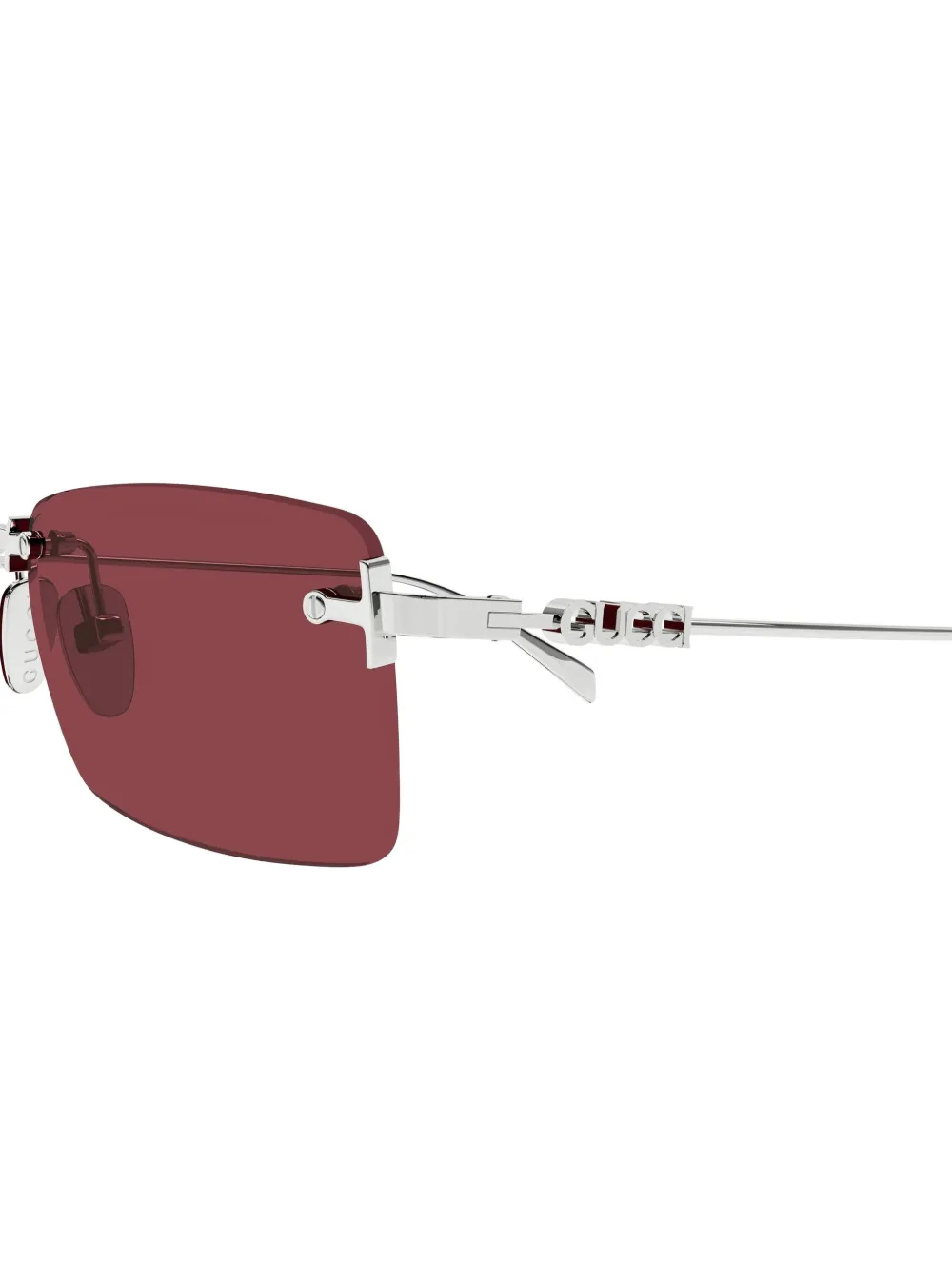 Gucci Eyewear Zonnebril met rechthoekig montuur en logo Zilver