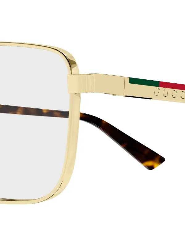 Gucci Eyewear Armação De Óculos Retangular | Dourado | FARFETCH BR