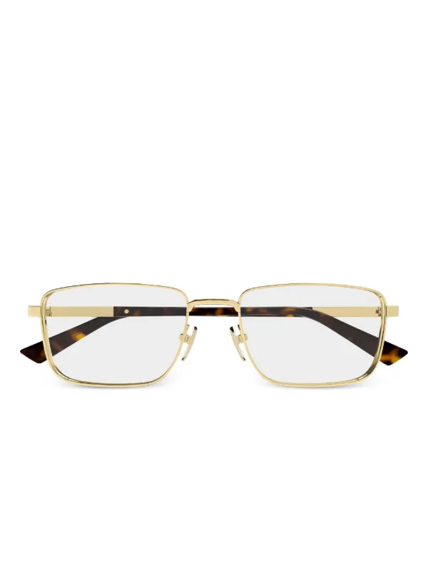 Gucci Eyewear Armação De Óculos Retangular | Dourado | FARFETCH BR
