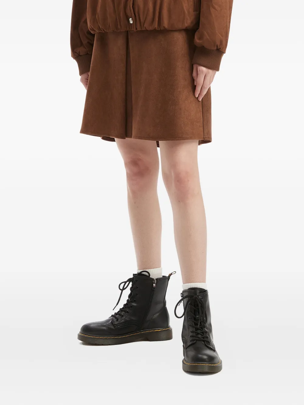 Tout A Coup Pleated Mini Skirt In Brown