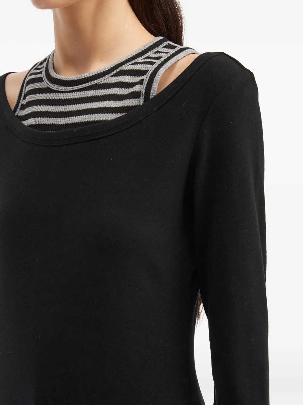 Tout A Coup Striped Layered T-shirt In Black