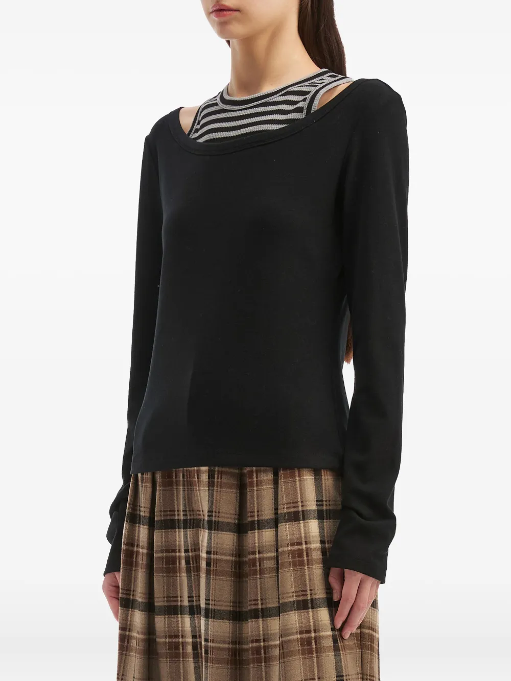 Tout A Coup Striped Layered T-shirt In Black