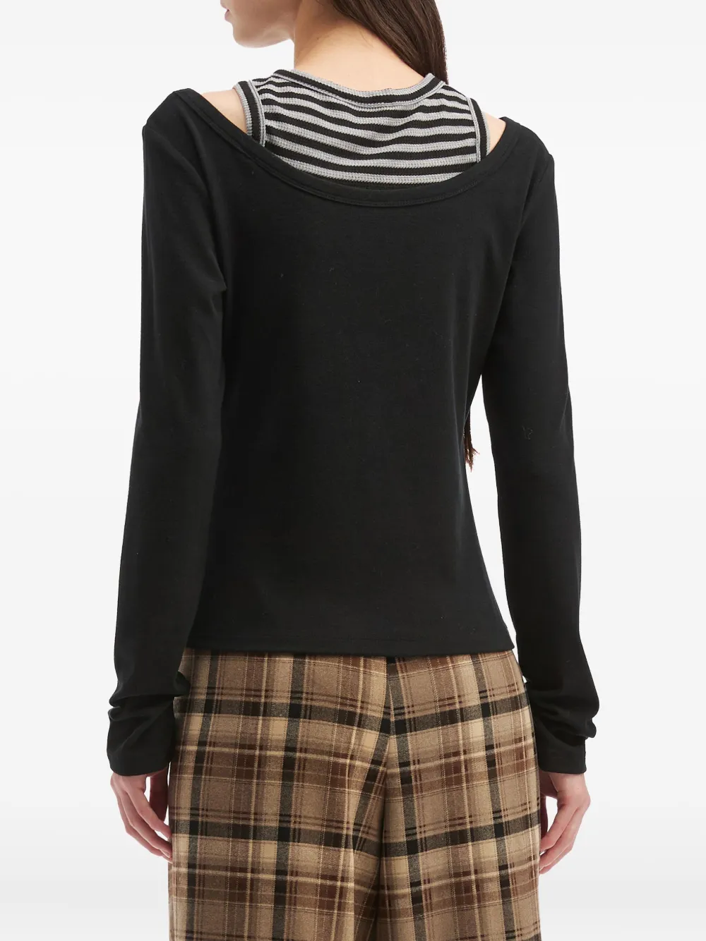 Tout A Coup Striped Layered T-shirt In Black