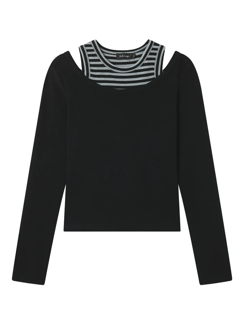 tout a coup striped layered T-shirt - ブラック tout a coup striped layered T-shirt - ブラック