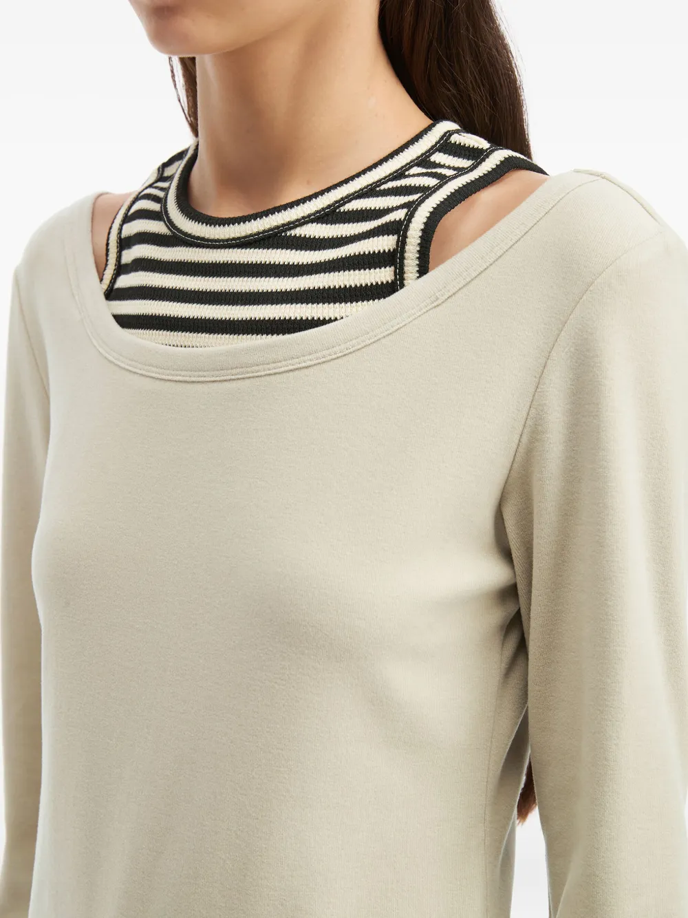 Tout A Coup Striped Layered T-shirt In Gray