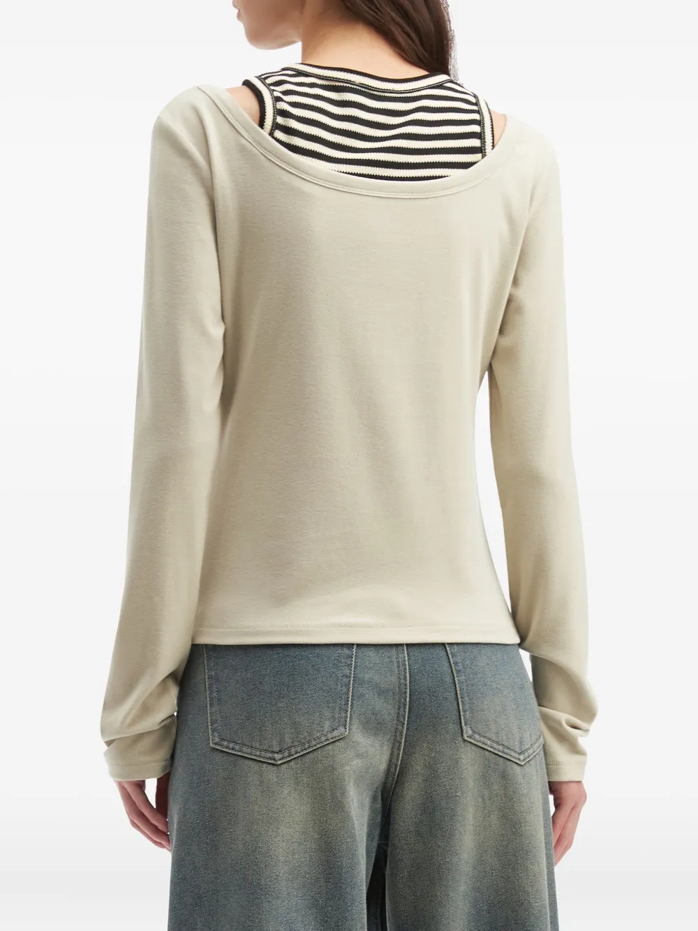 Tout A Coup Striped Layered T-shirt In Gray