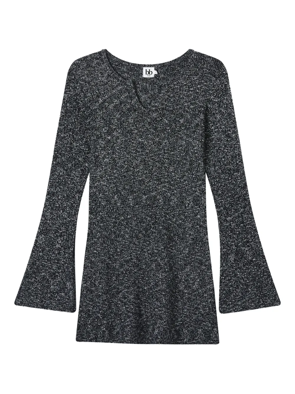 B+ab Flared-sleeve Mini Dress In Gray