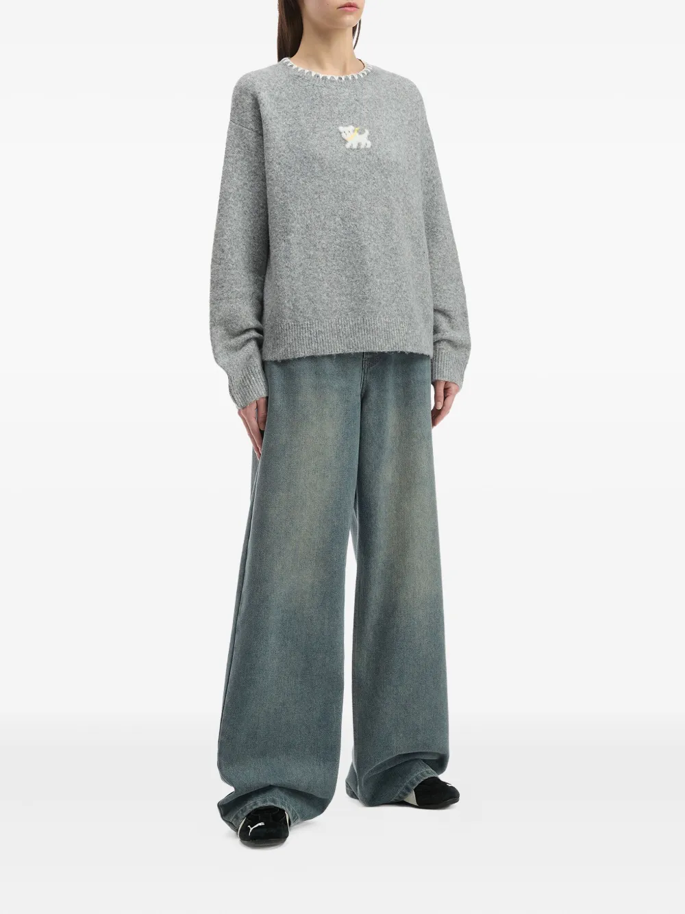 Tout A Coup Dog-motif Sweater In Gray