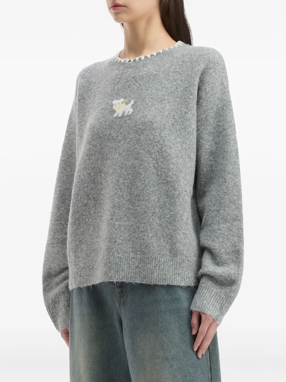 Tout A Coup Dog-motif Sweater In Gray