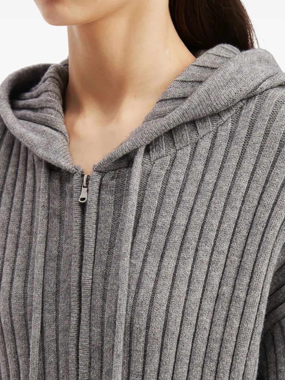 Tout A Coup Ribbed Hoodie In Gray