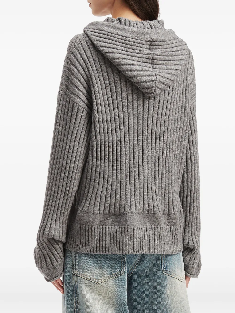 Tout A Coup Ribbed Hoodie In Gray