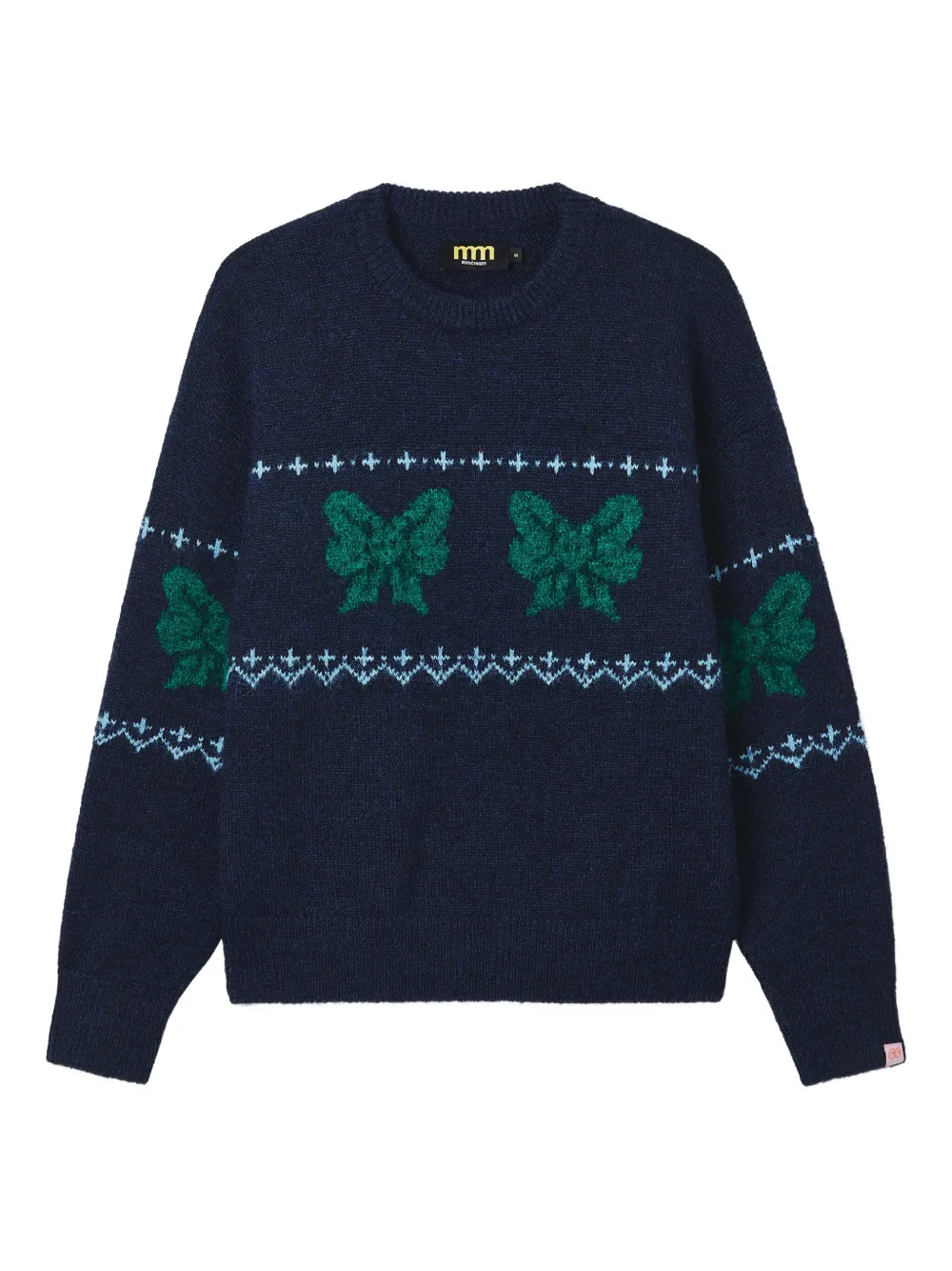Mini Cream Intarsia-knit Sweater In Blue