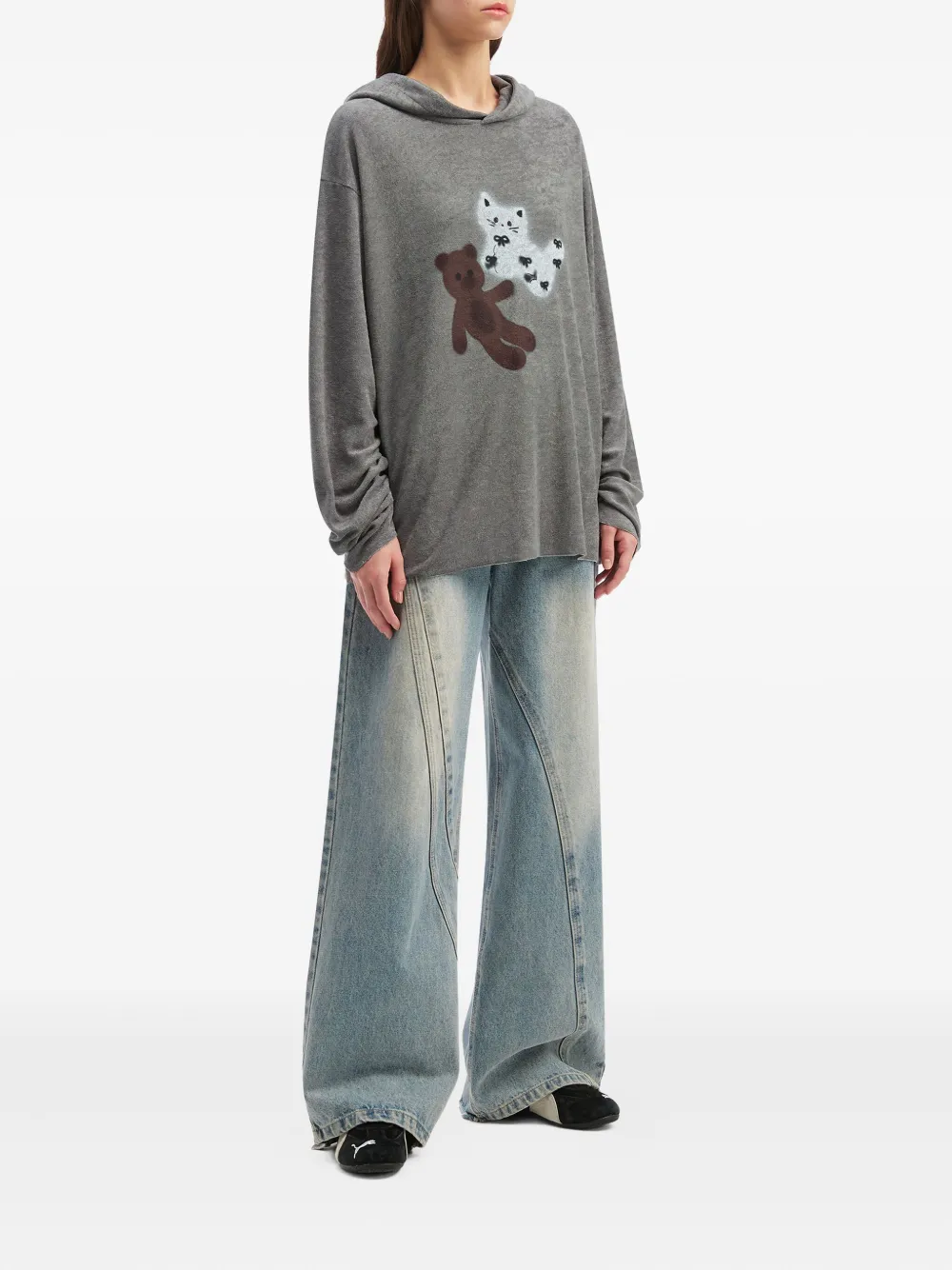 Tout a coup Hoodie met print - Grijs