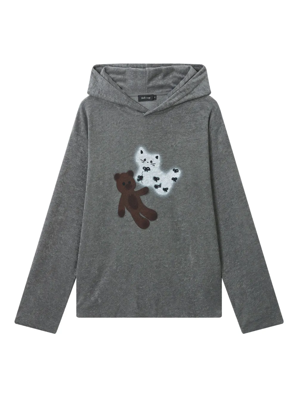 Tout A Coup Graphic-print Hoodie In Gray