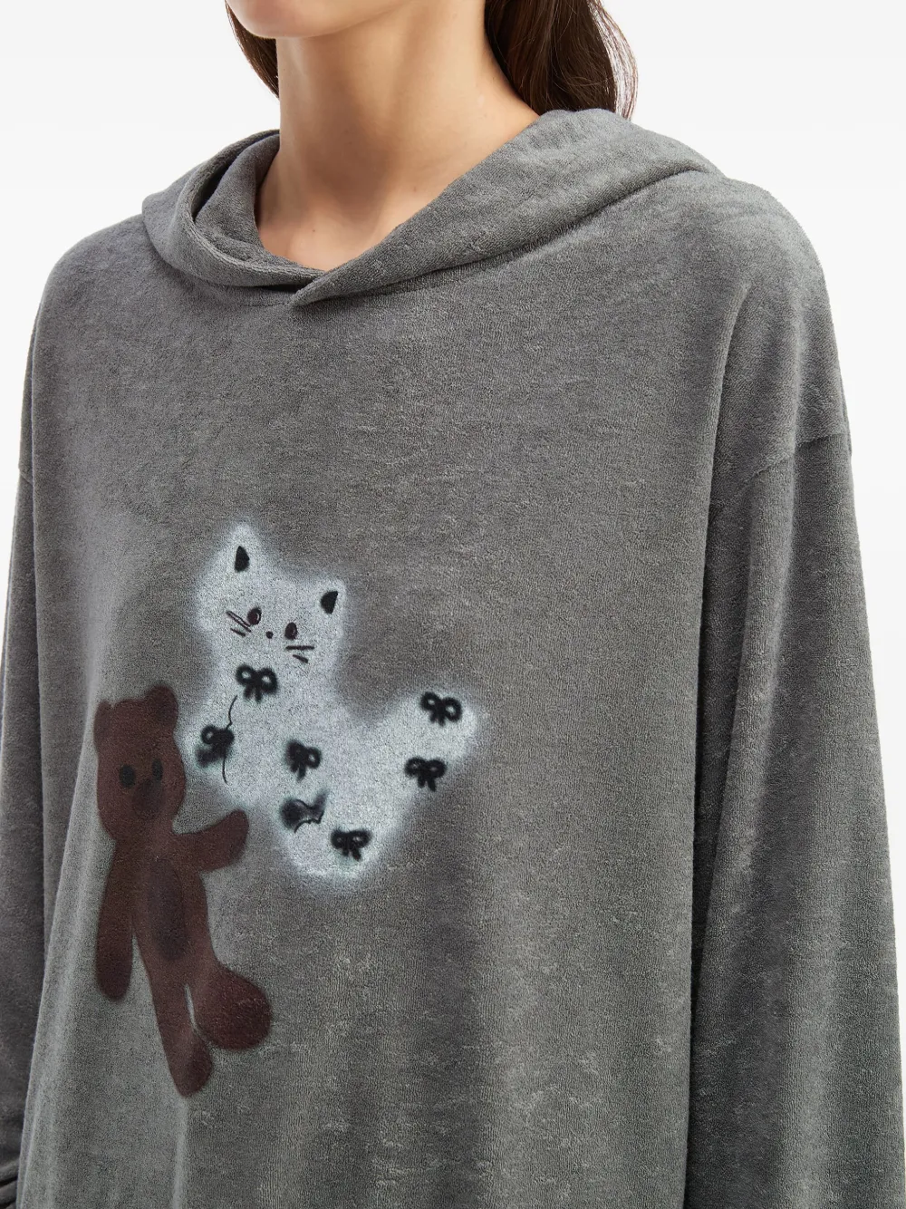 Tout A Coup Graphic-print Hoodie In Gray