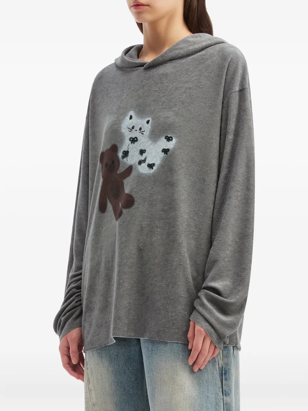 Tout A Coup Graphic-print Hoodie In Gray