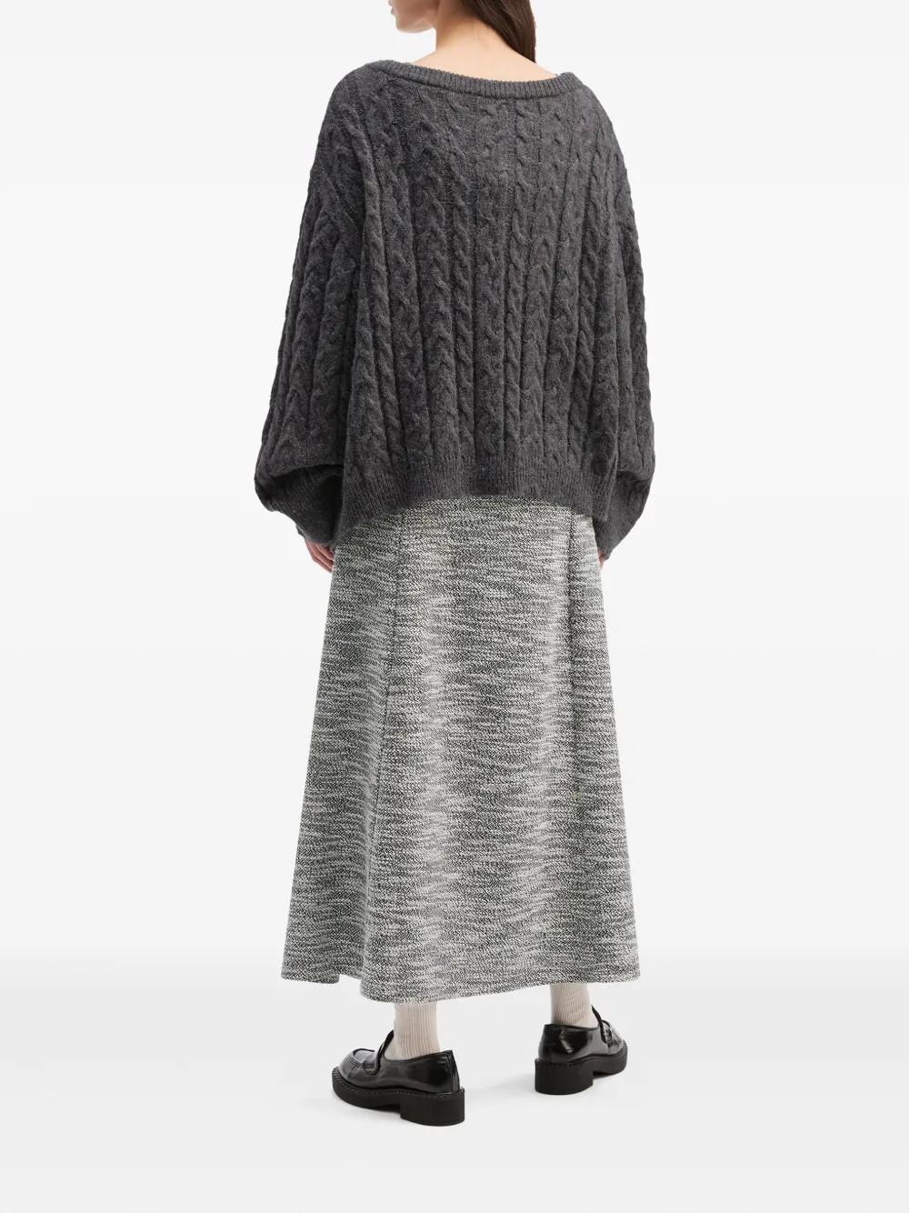 Tout A Coup Cable-knit Top And Midi Dress Set In Gray