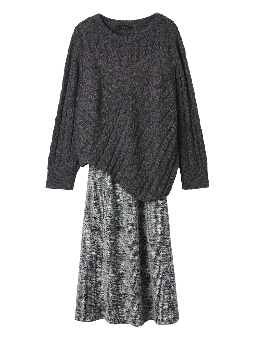 Tout A Coup Cable-knit Top And Midi Dress Set In Gray