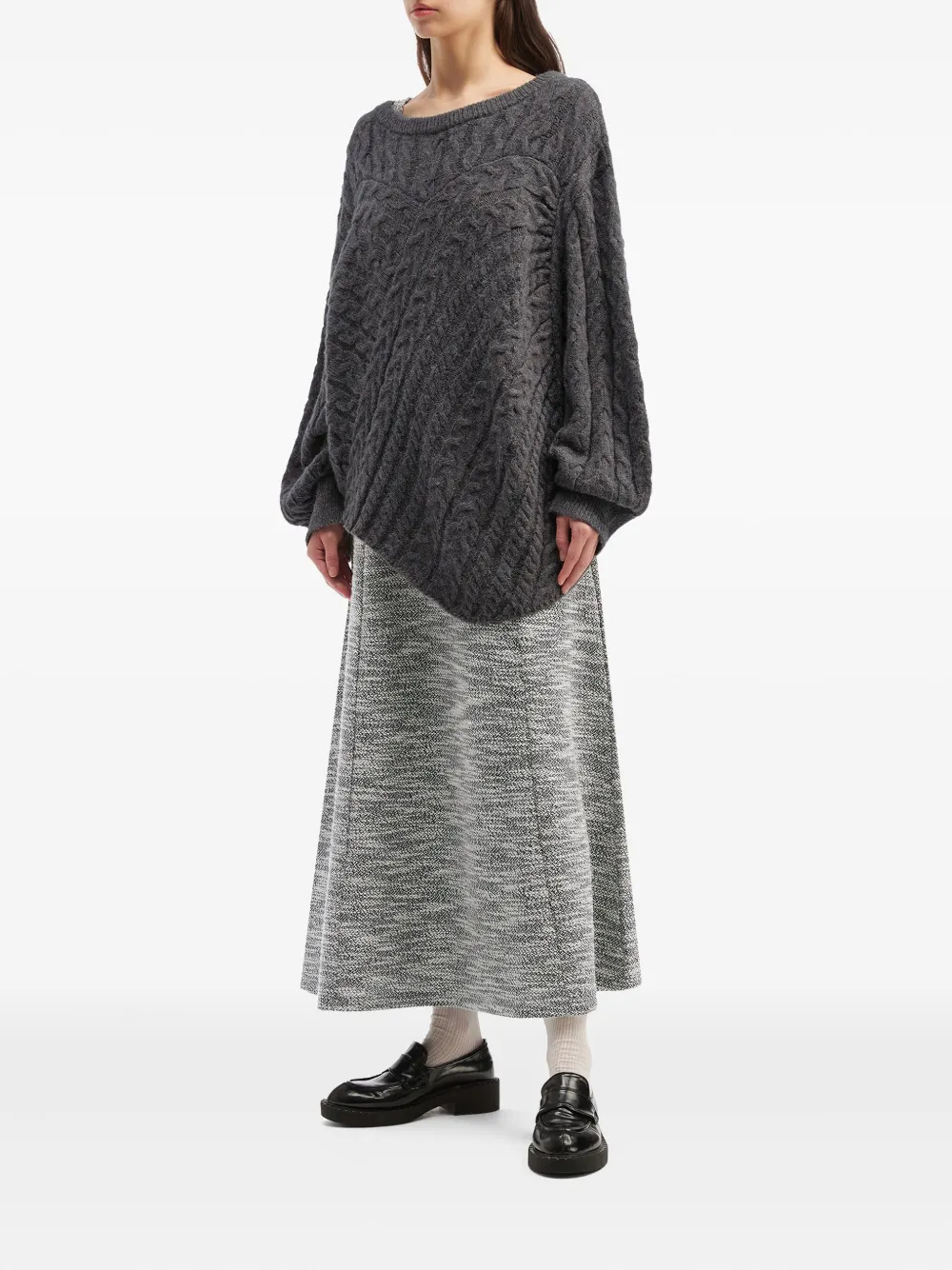 Tout A Coup Cable-knit Top And Midi Dress Set In Gray