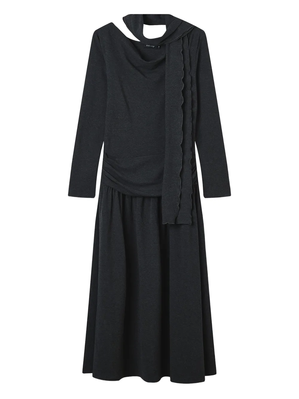 Tout A Coup Scarf-detailed Ruched Maxi Dress In Gray
