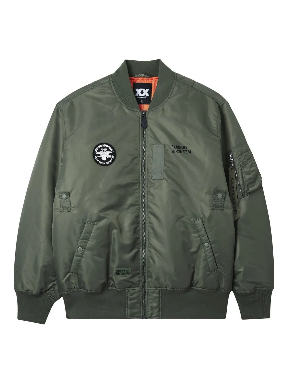 FINGERCROXX patch-detail zip jacket | Green | Image 1
