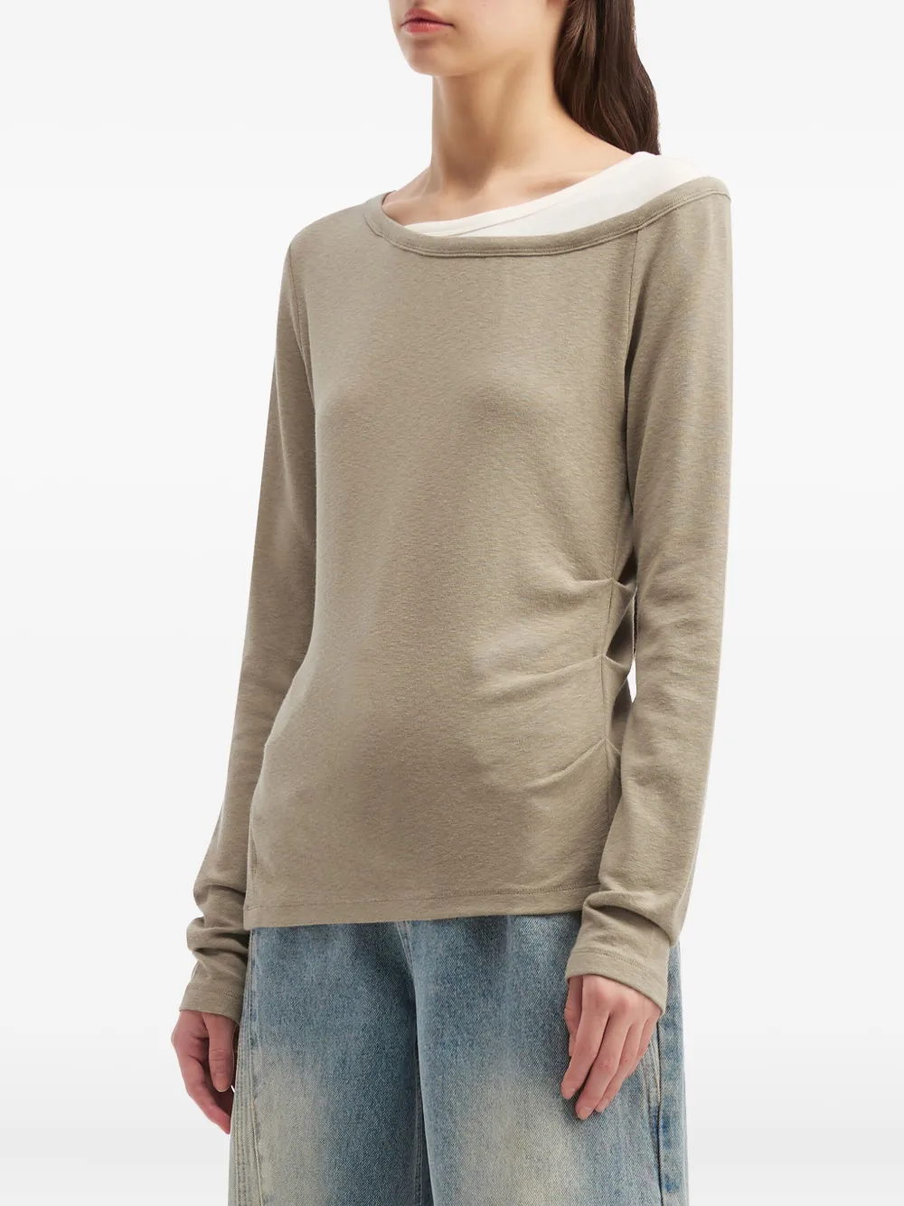 Tout A Coup Layered Long-sleeve T-shirt In Brown