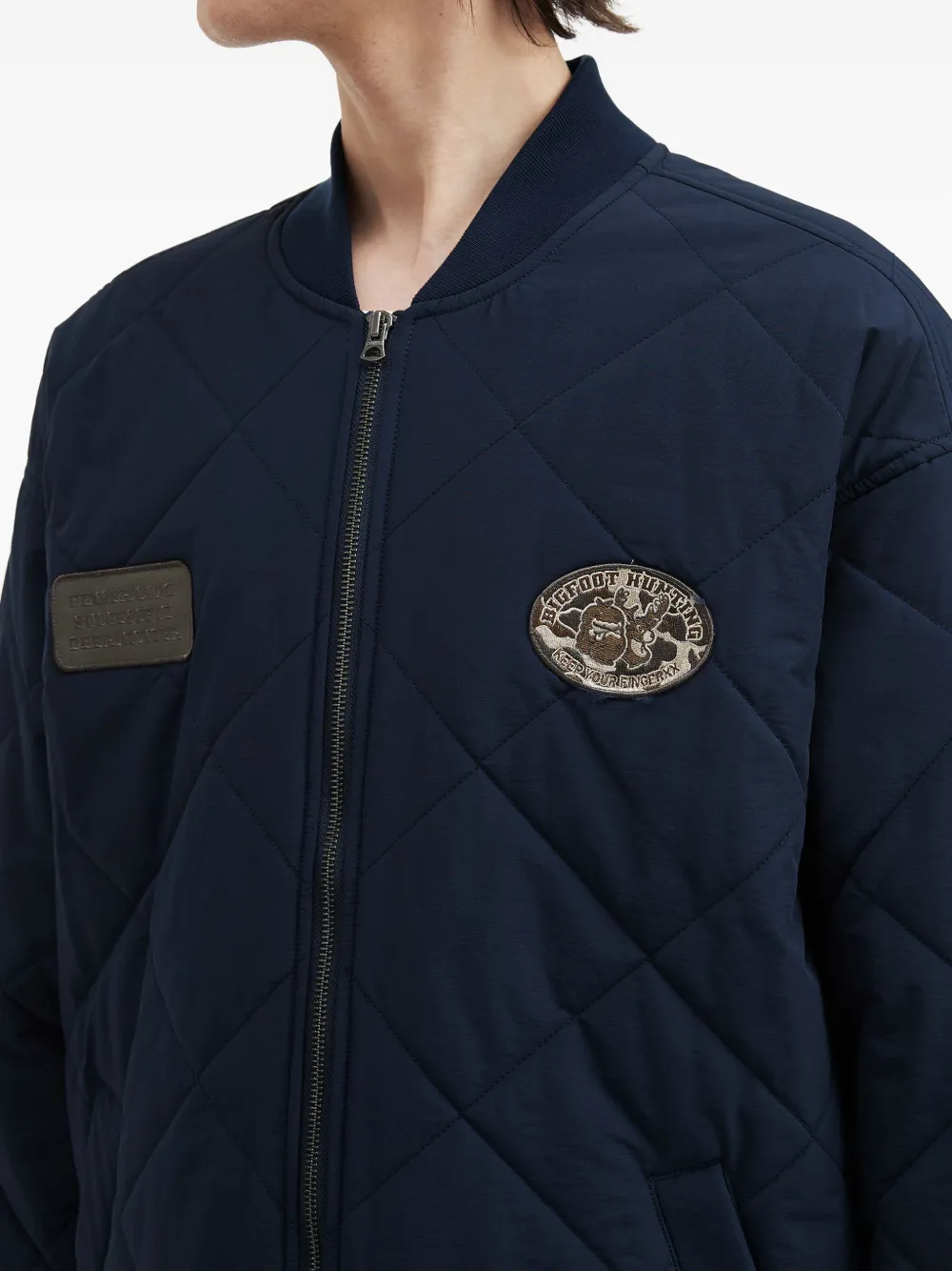 Fingercroxx Patch-detail Quilted Jacket In Blue