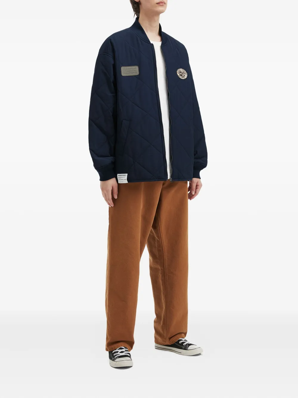 Fingercroxx Patch-detail Quilted Jacket In Blue