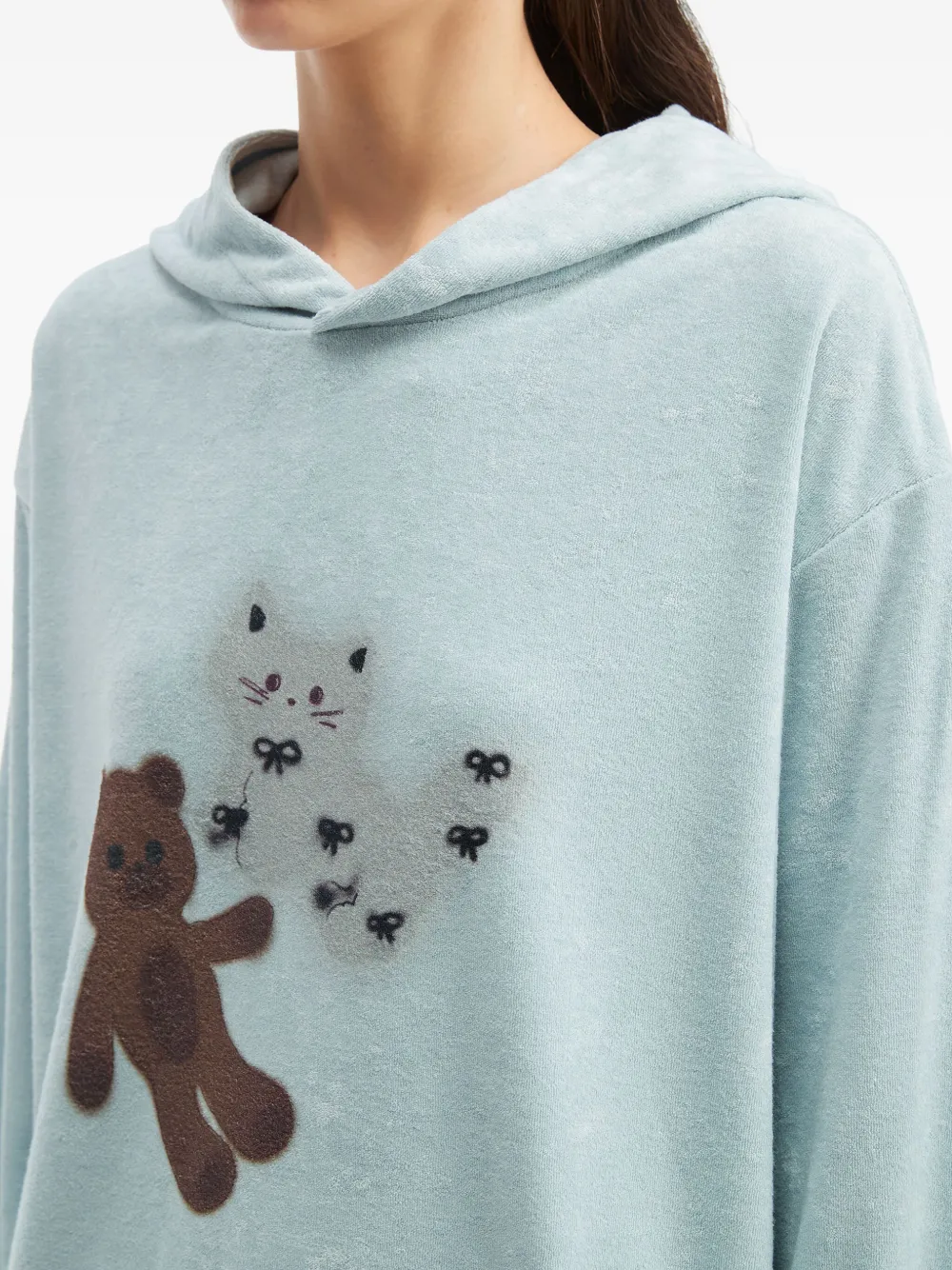 Tout A Coup Graphic-print Hoodie In Blue