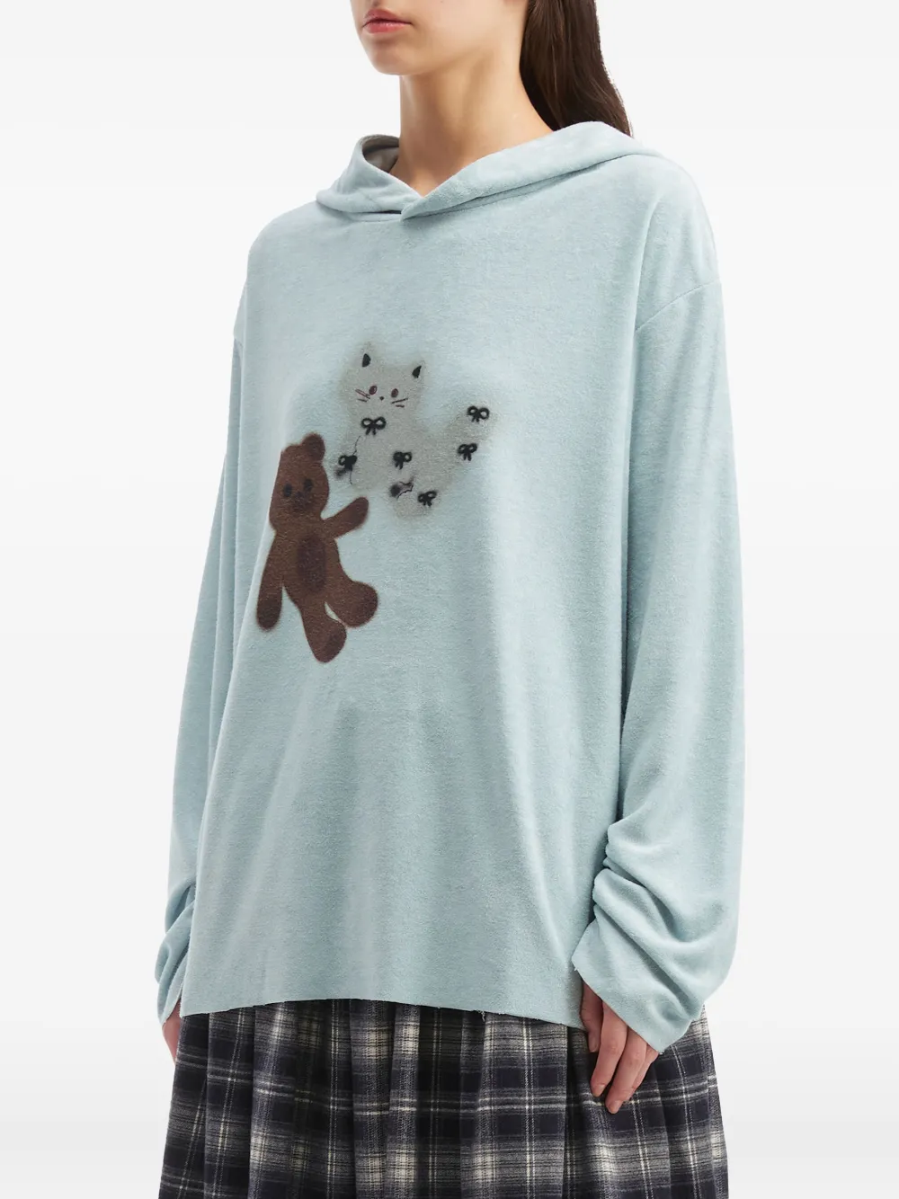 Tout A Coup Graphic-print Hoodie In Blue