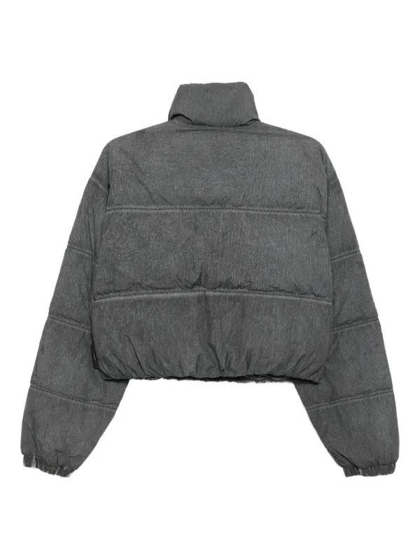Izzue Logo Cropped Puffer Jacket | Grey | FARFETCH