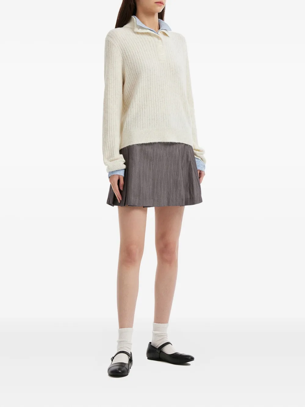 Tout A Coup Ribbed Sweater In Neutral