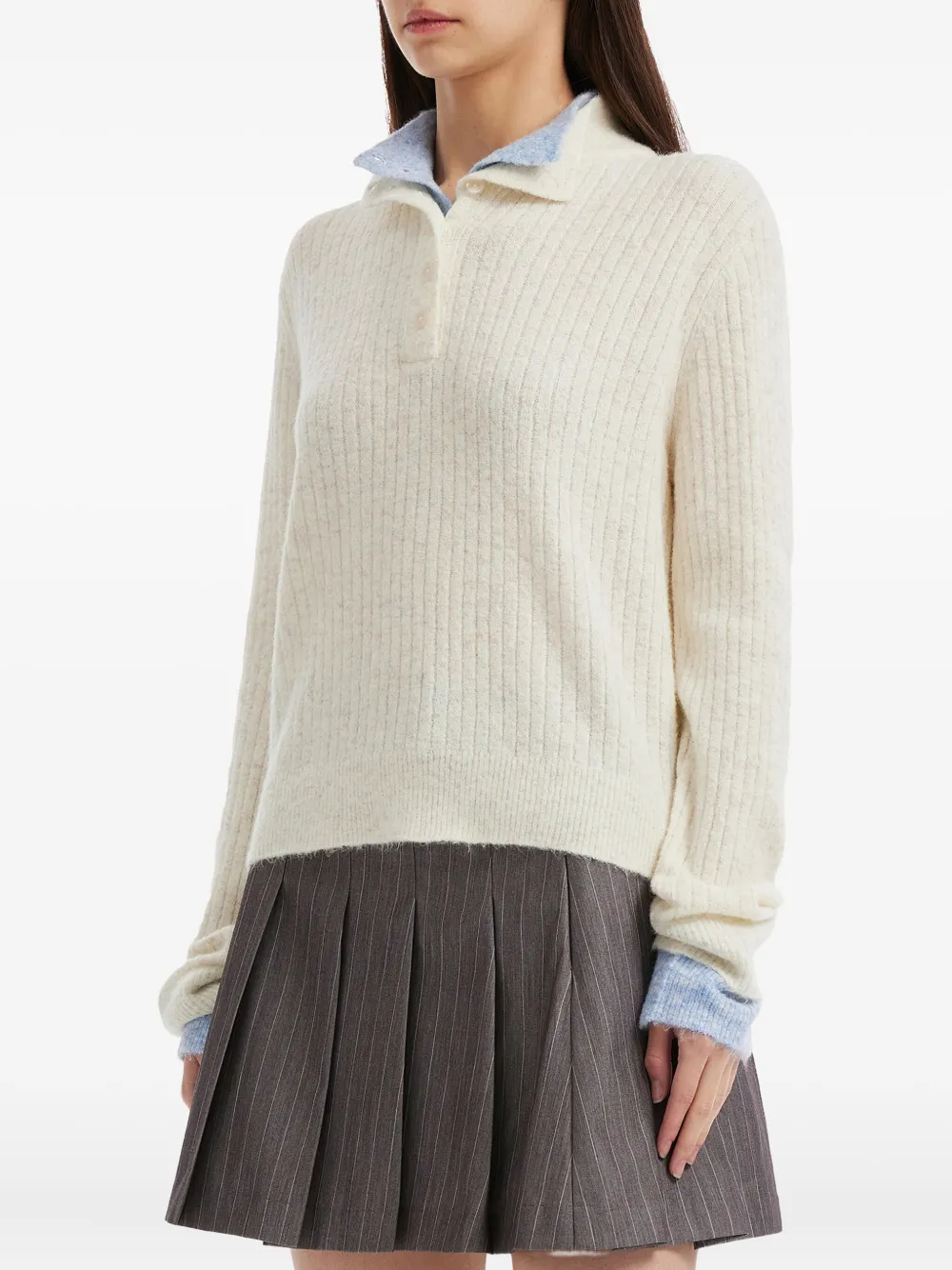 Tout A Coup Ribbed Sweater In Neutral