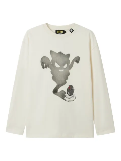 Mini Cream playera manga larga con estampado gráfico