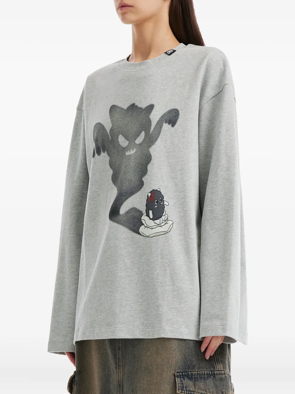 Mini Cream Graphic-print T-shirt In Gray