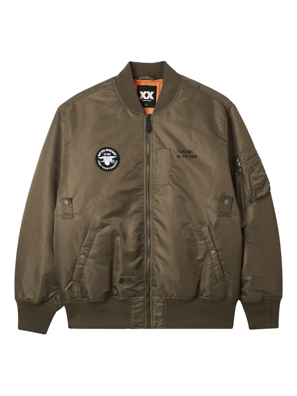 FINGERCROXX patch-detail bomber jacket | Green | Image 1