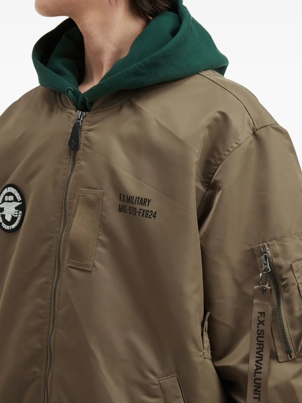 FINGERCROXX Bomberjack met patchdetail Groen