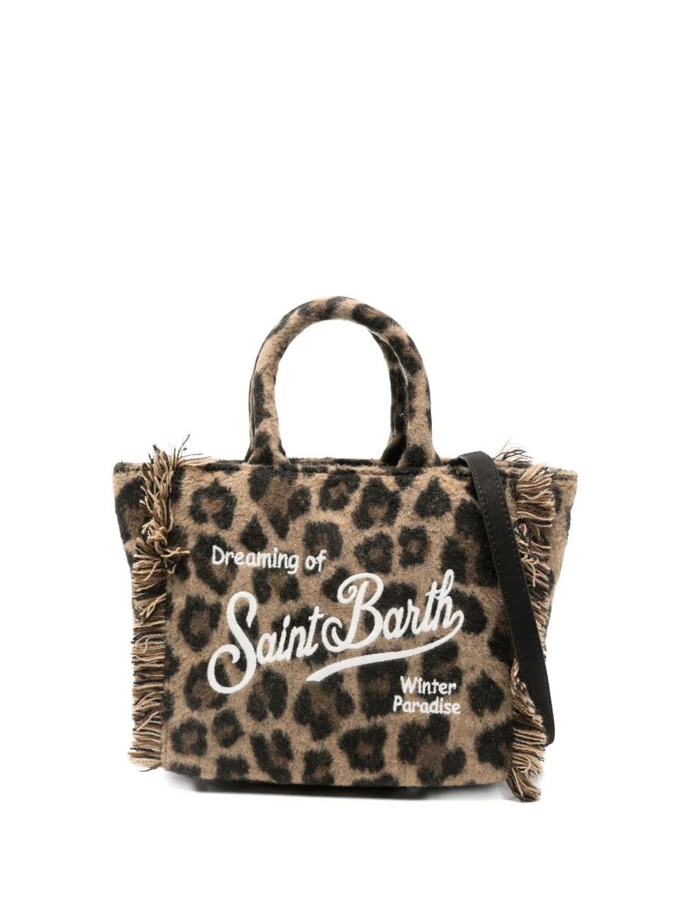 Mc2 Saint Barth Leopard-print Logo-print Tote Bag In Brown