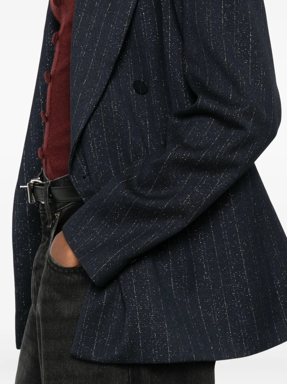 RAME Gestreepte blazer met dubbele rij knopen Blauw