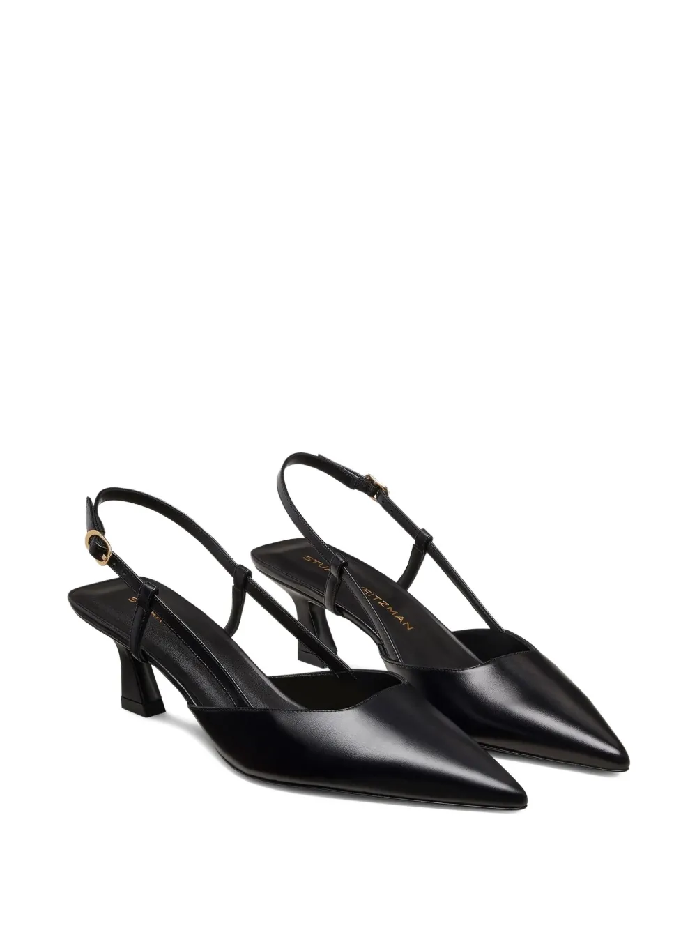 Stuart Weitzman Vinnie 50mm slingback met puntige neus Zwart