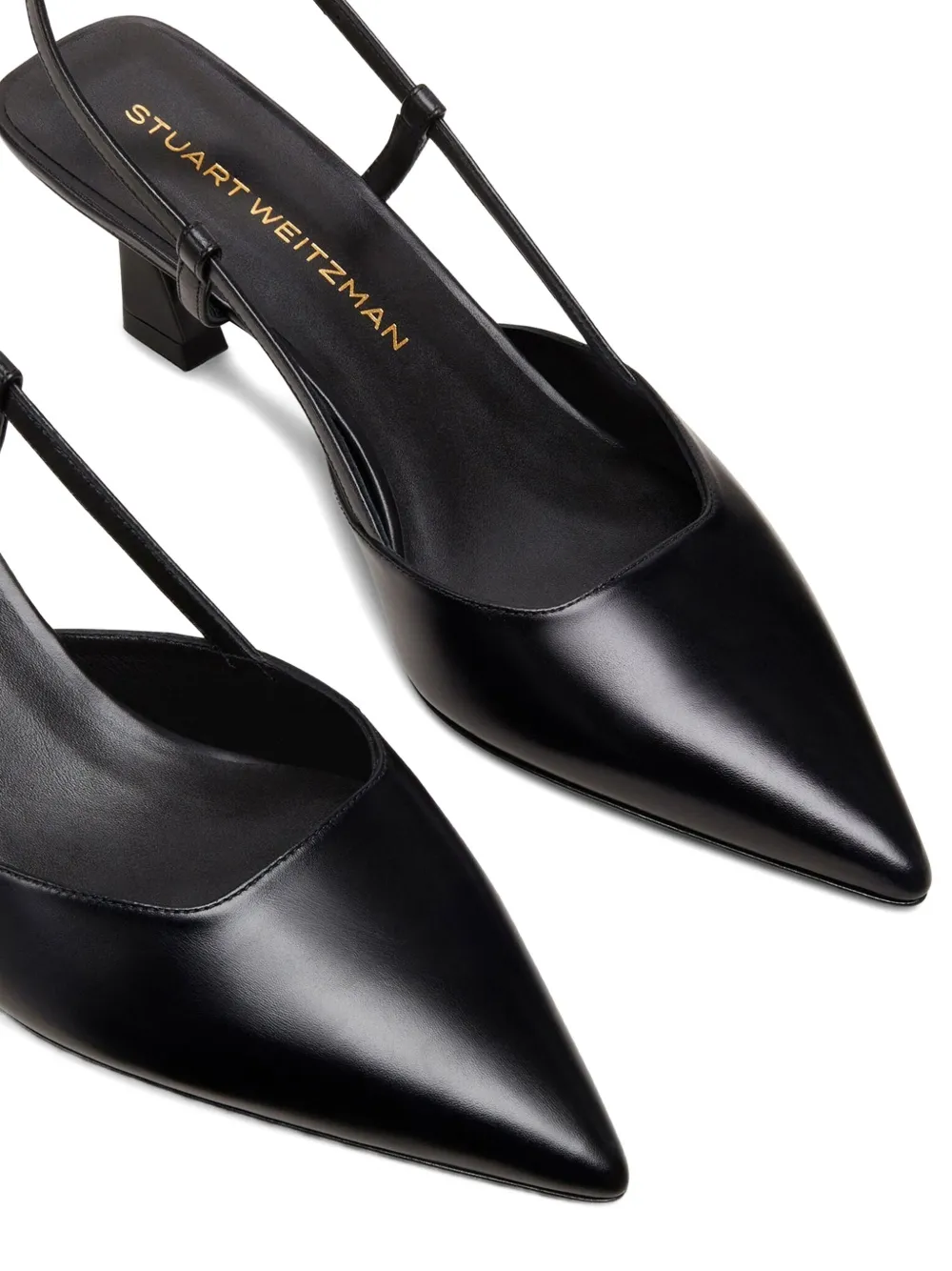 Stuart Weitzman Vinnie 50mm slingback met puntige neus Zwart