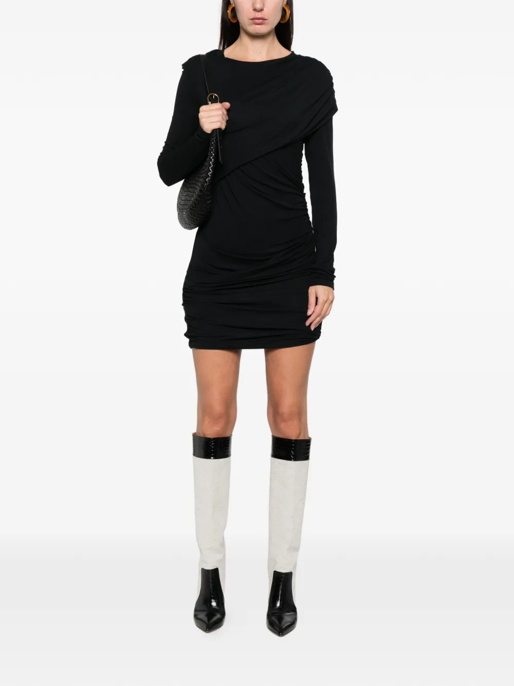 Maison Etoile Denise draped mini dress - Zwart