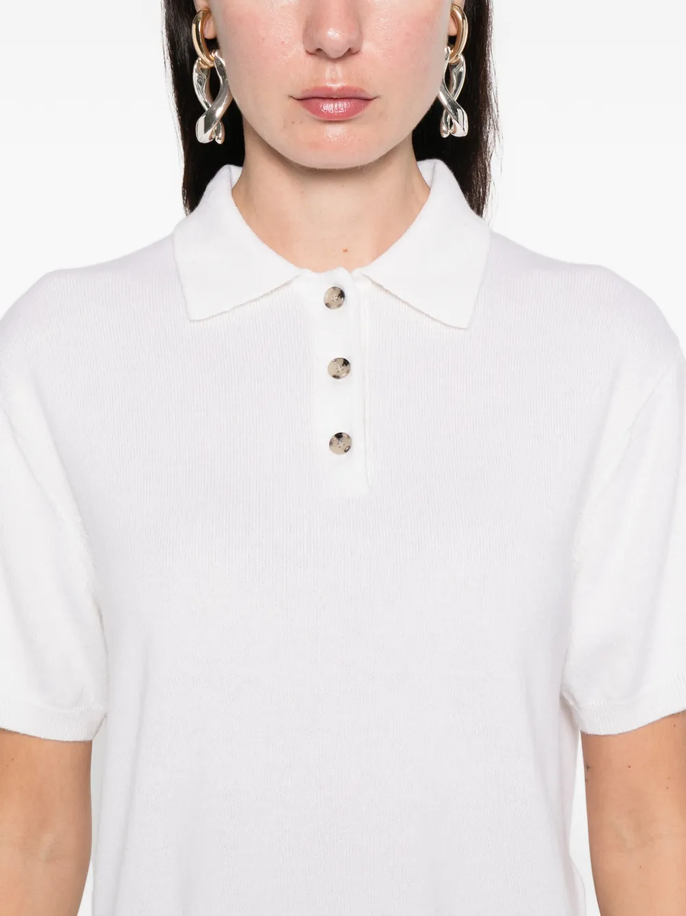 Allude buttoned polo top Beige
