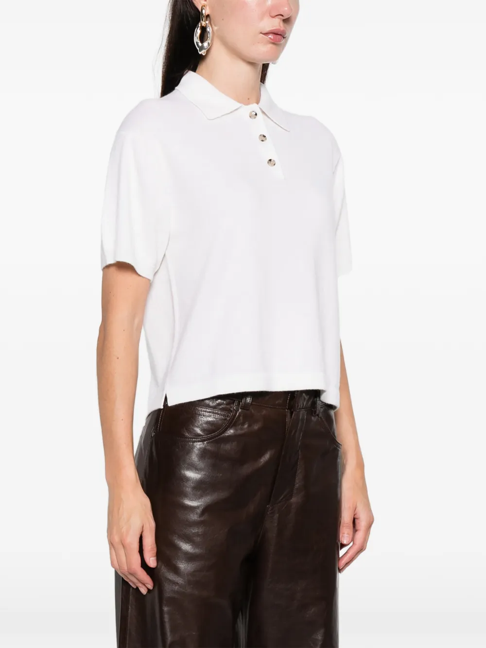 Allude buttoned polo top Beige