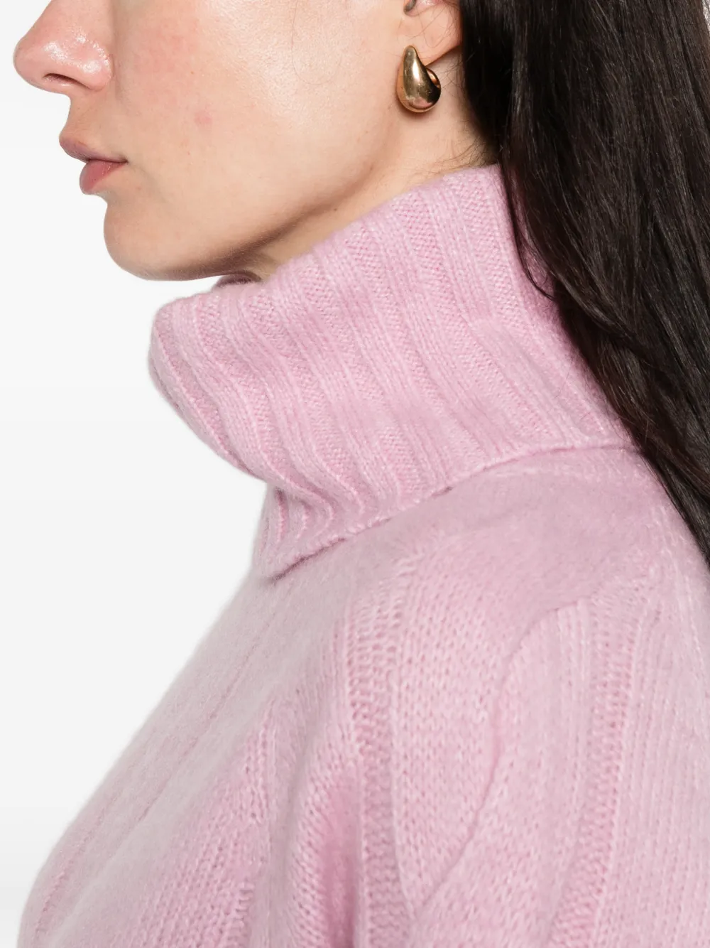 Allude Cable-knit Roll-neck Sweater In Pink
