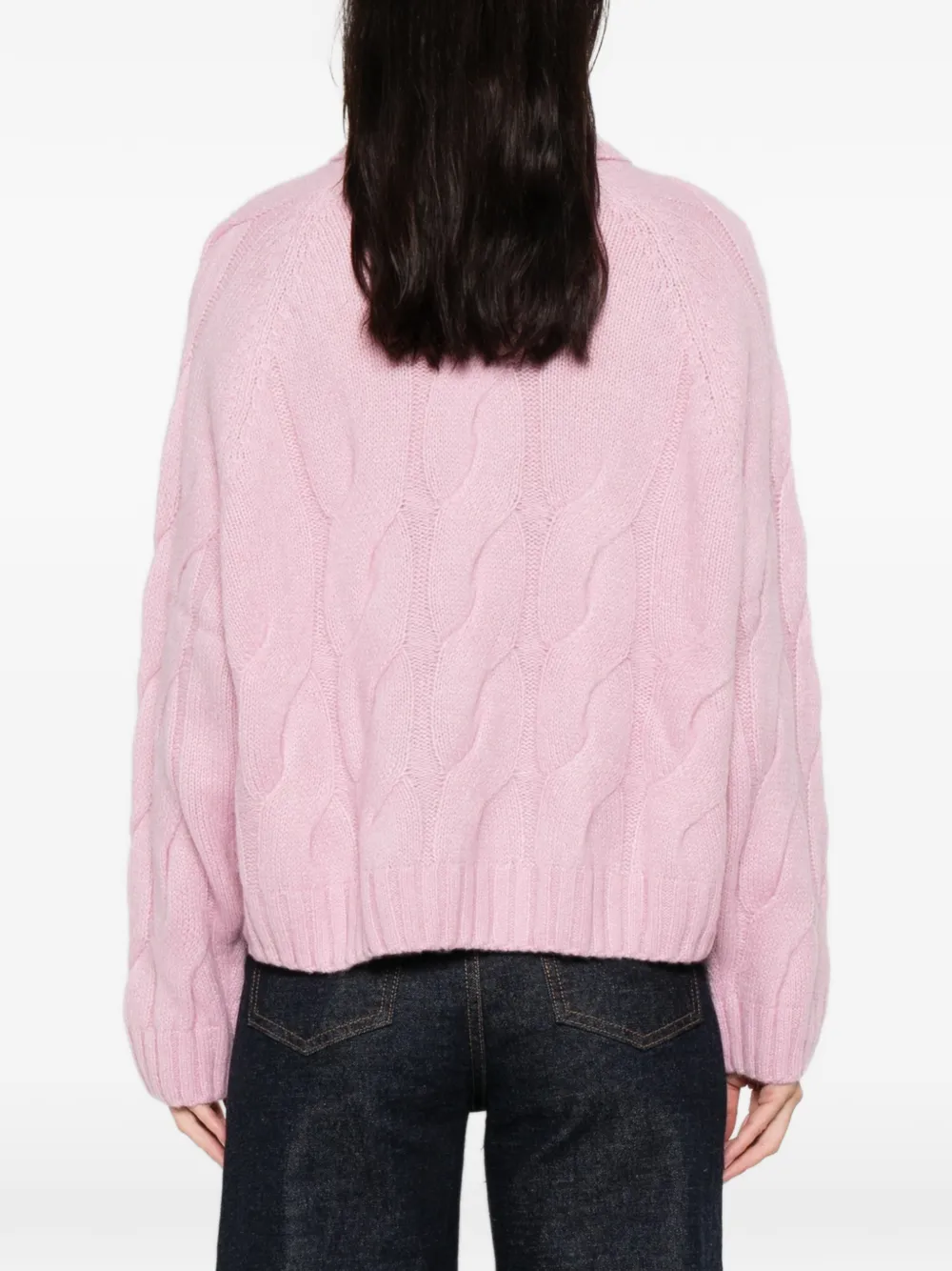 Allude Cable-knit Roll-neck Sweater In Pink