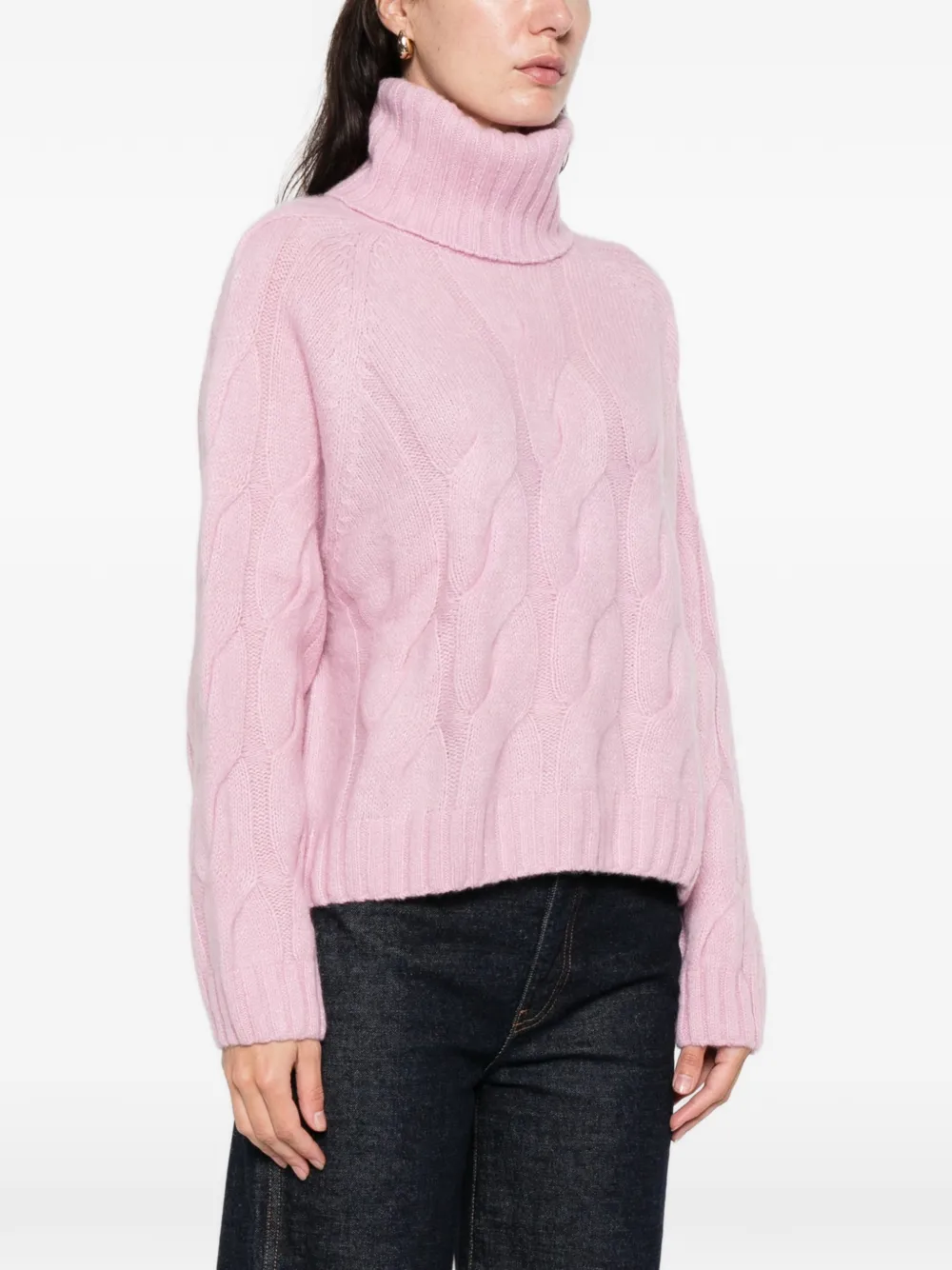 Allude Cable-knit Roll-neck Sweater In Pink